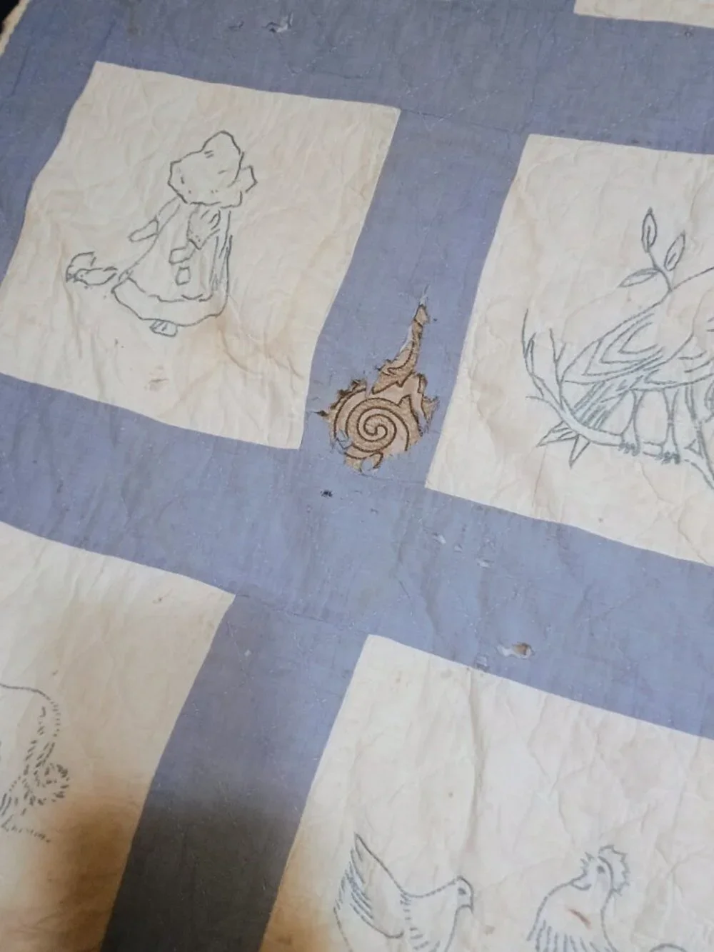 Antique baby boy crib quilt
